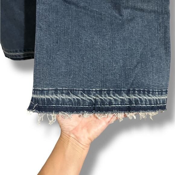 NEW Torrid Dark Blue double waist raw hem flare Jeans - Picture 7 of 7